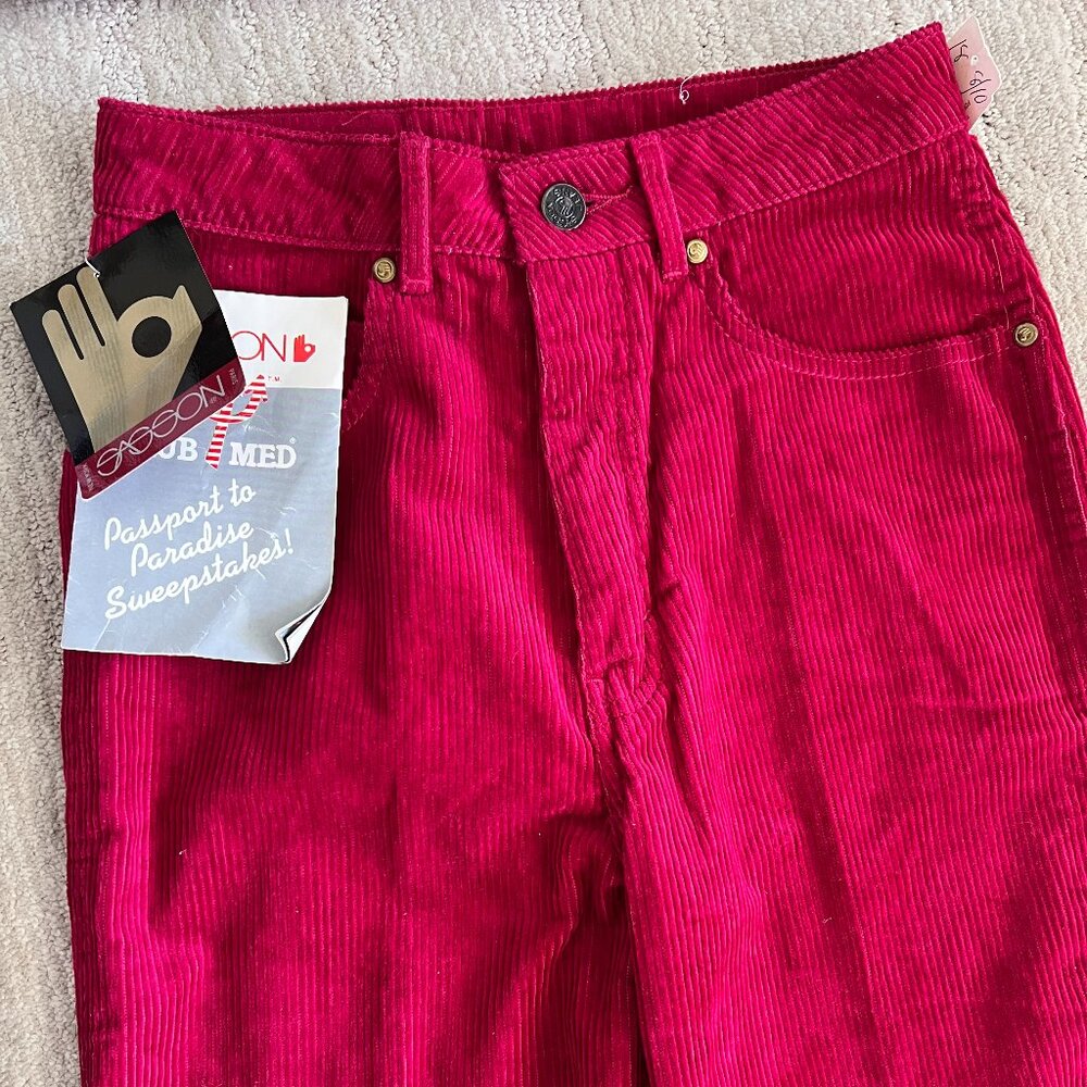1982 NWT Red Corduroy Sasson Pants - Rare - Size 7 - Waist 25.5 - Junior Size